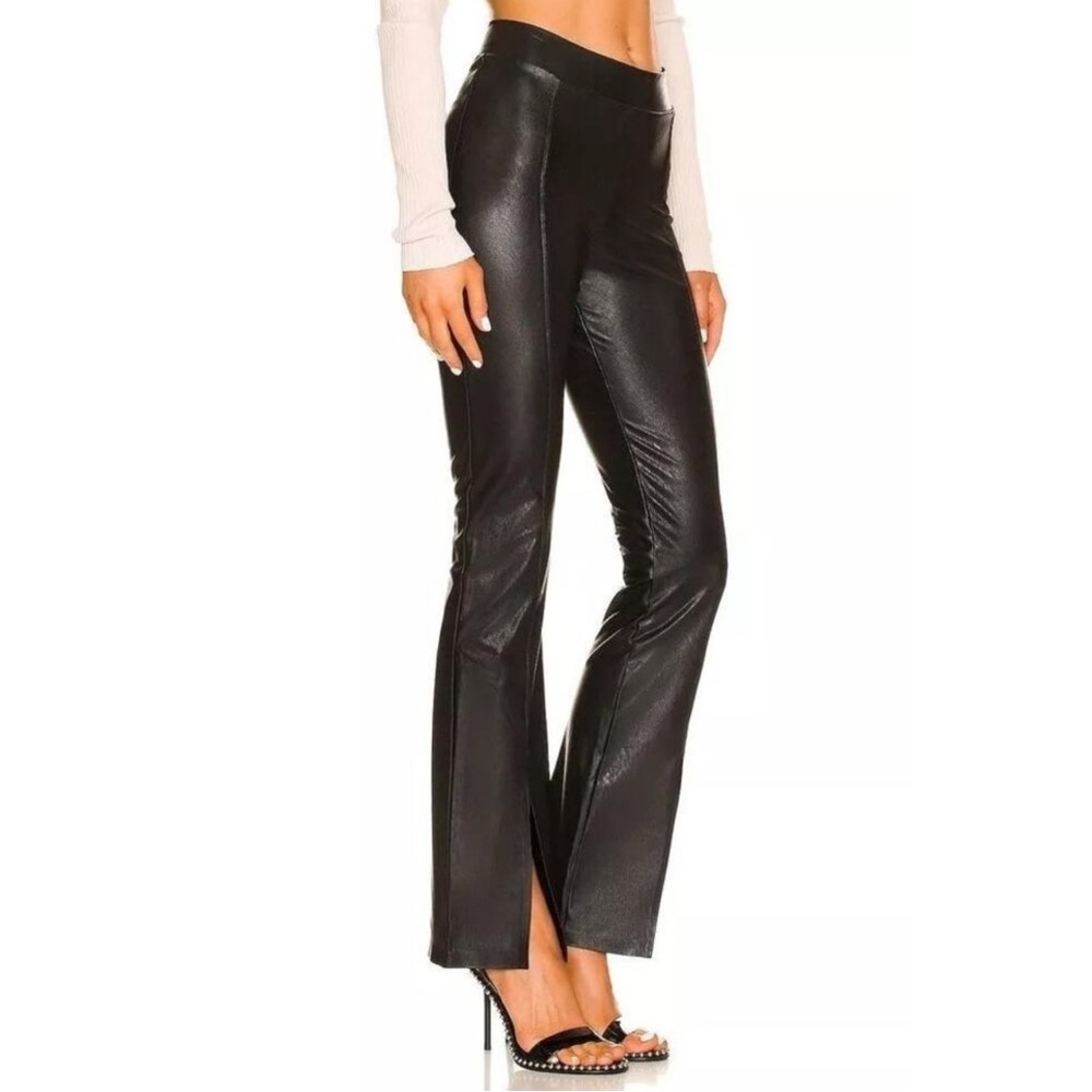 Commando Faux Leather Split Leg Solid Black Pants… - image 2